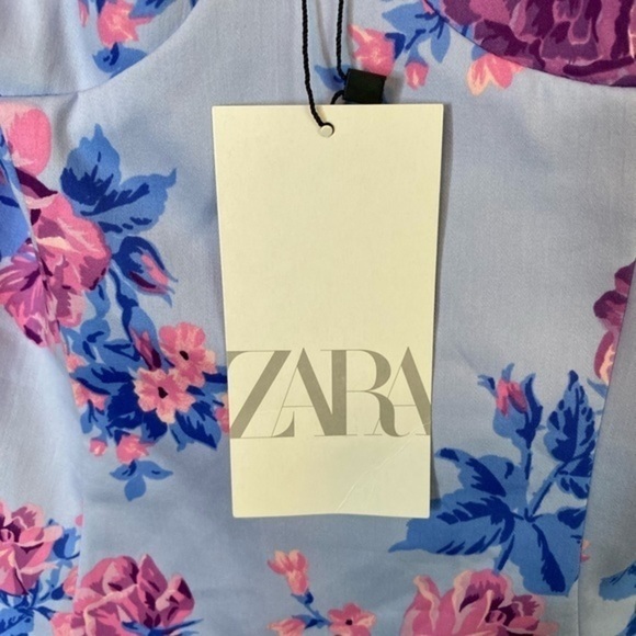 Zara NWT Floral A Line V Neck Cocktail Dress Size Medium. - Picture 5 of 7
